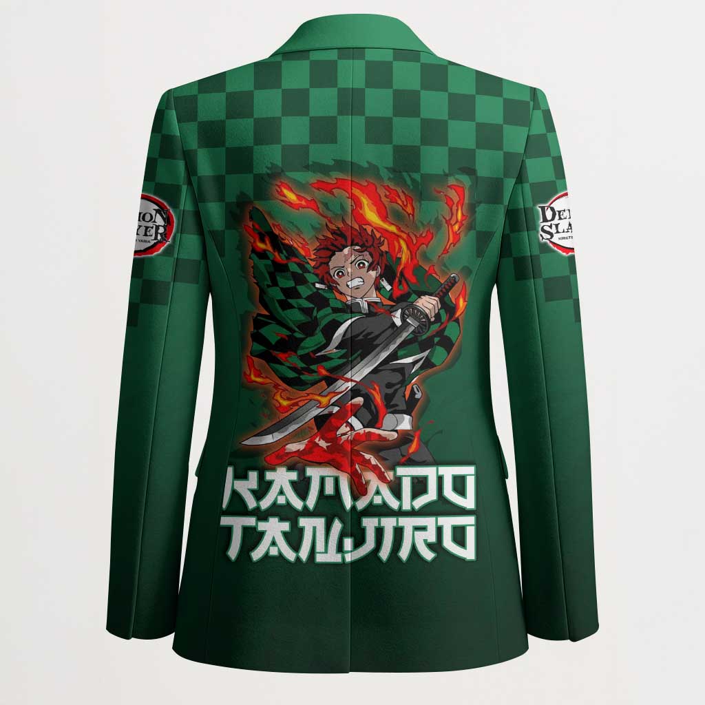 Kamado Tanjiro Demon Slayer Blazer Flame Burst Anime Checkered Style