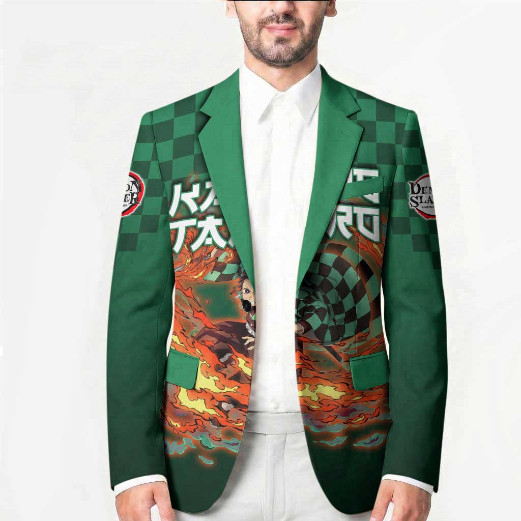 Kamado Tanjiro Demon Slayer Blazer Flame Burst Anime Checkered Style