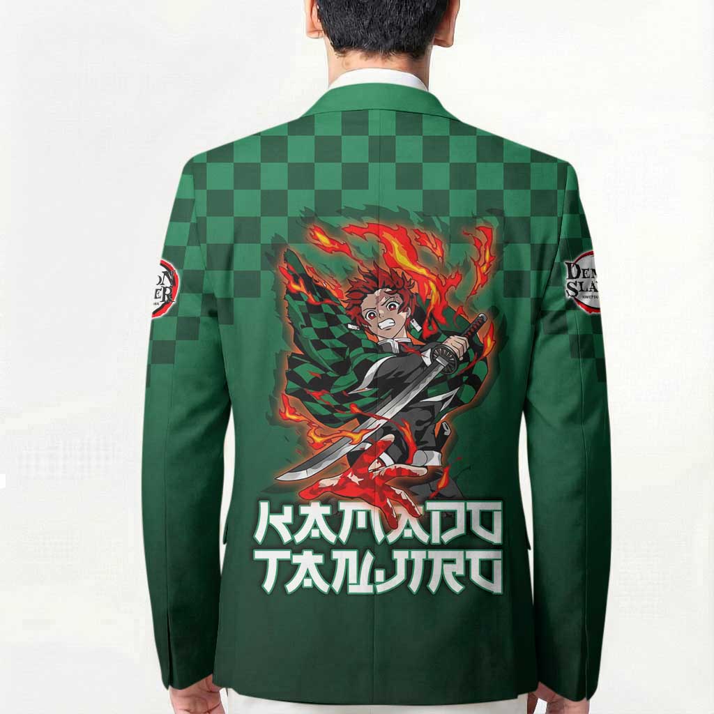 Kamado Tanjiro Demon Slayer Blazer Flame Burst Anime Checkered Style