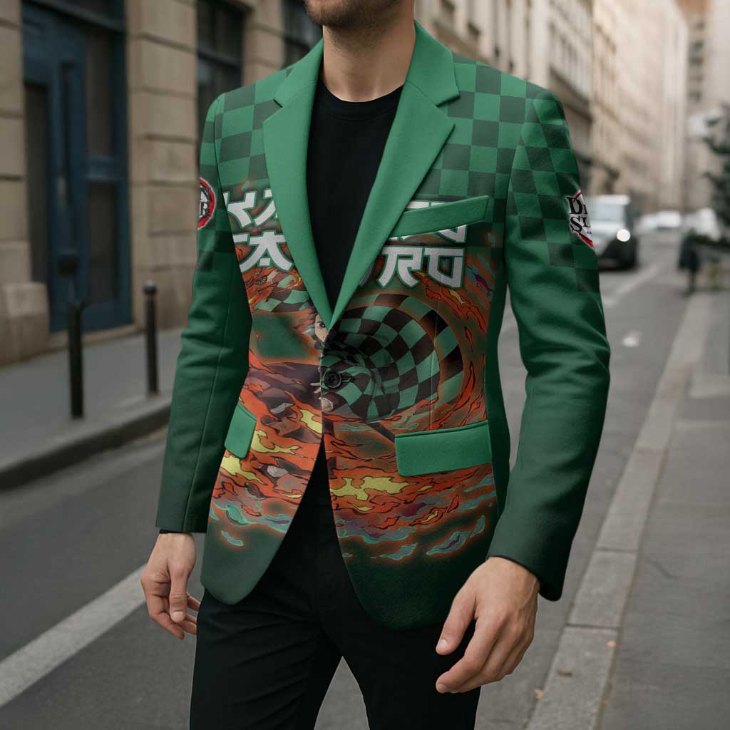 Kamado Tanjiro Demon Slayer Blazer Flame Burst Anime Checkered Style