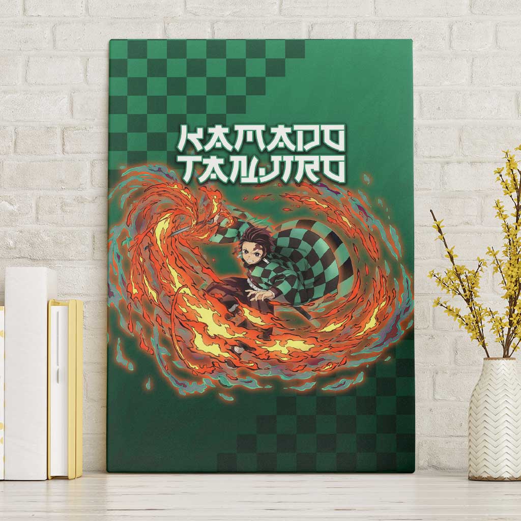 Kamado Tanjiro Demon Slayer Canvas Wall Art Flame Burst Anime Checkered Style