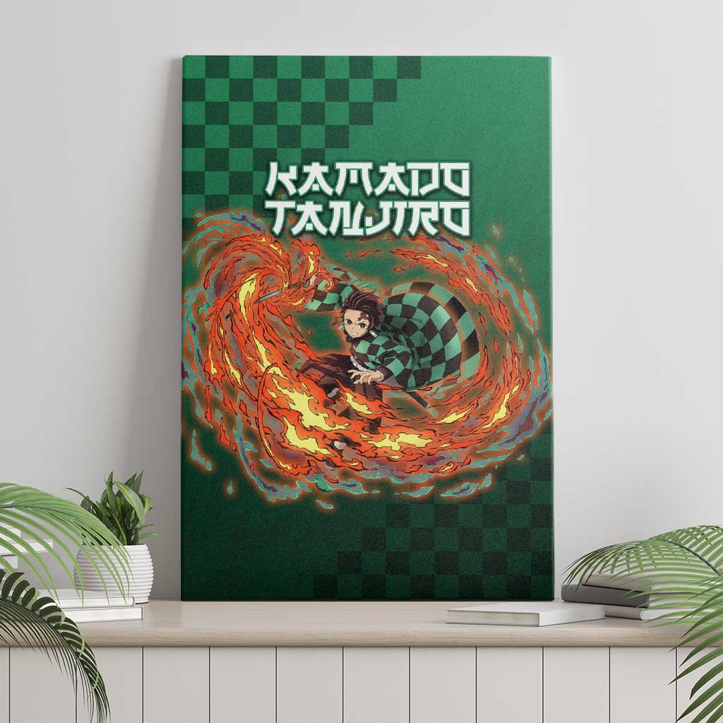 Kamado Tanjiro Demon Slayer Canvas Wall Art Flame Burst Anime Checkered Style
