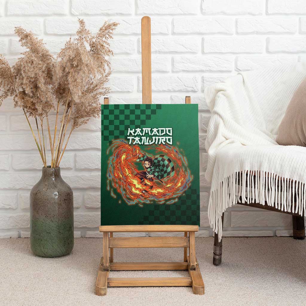 Kamado Tanjiro Demon Slayer Canvas Wall Art Flame Burst Anime Checkered Style