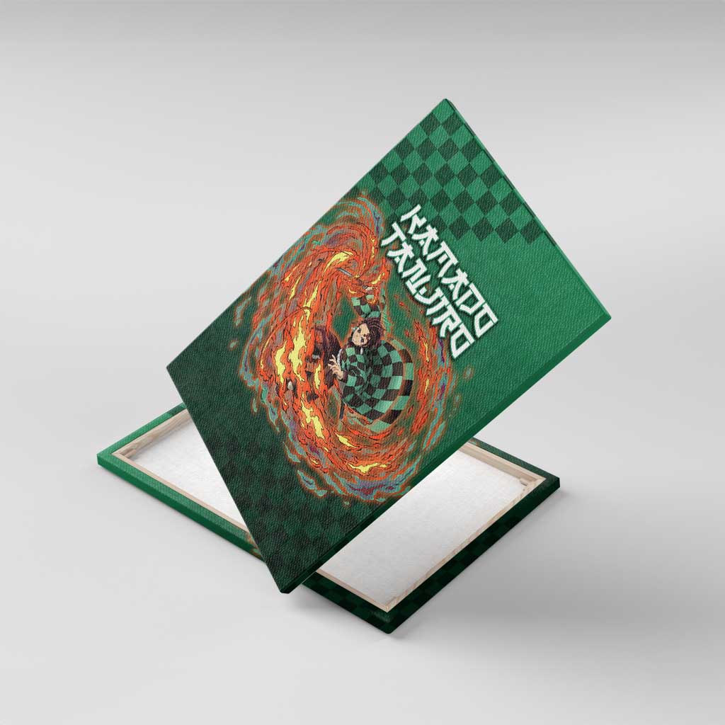 Kamado Tanjiro Demon Slayer Canvas Wall Art Flame Burst Anime Checkered Style