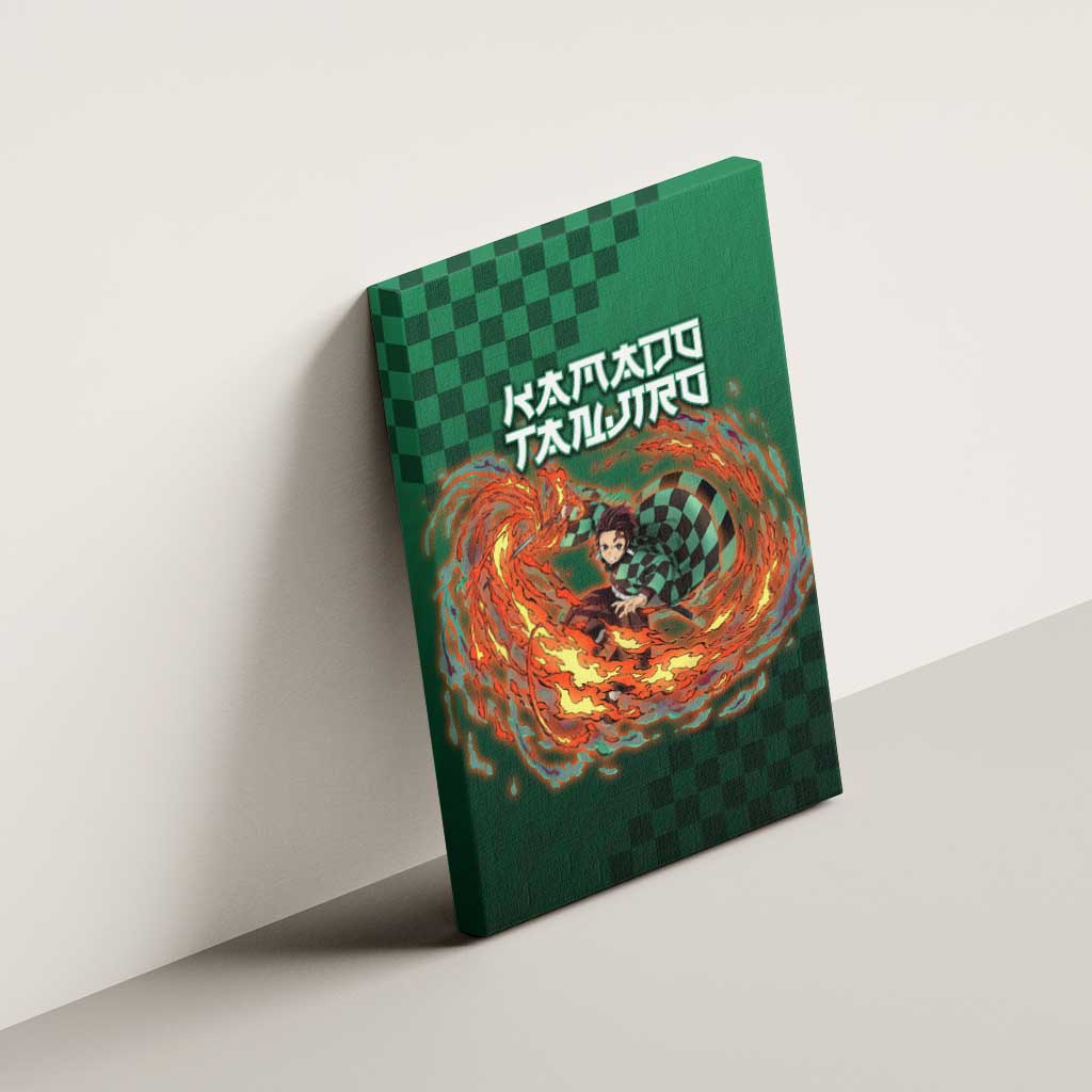 Kamado Tanjiro Demon Slayer Canvas Wall Art Flame Burst Anime Checkered Style