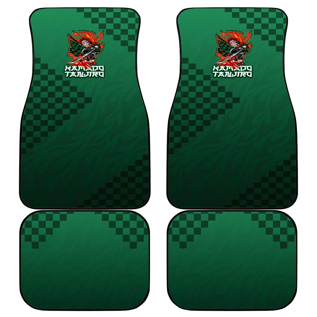 Kamado Tanjiro Demon Slayer Car Mats Flame Burst Anime Checkered Style