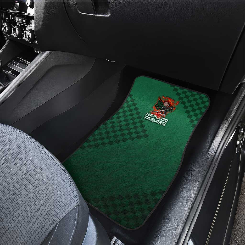 Kamado Tanjiro Demon Slayer Car Mats Flame Burst Anime Checkered Style