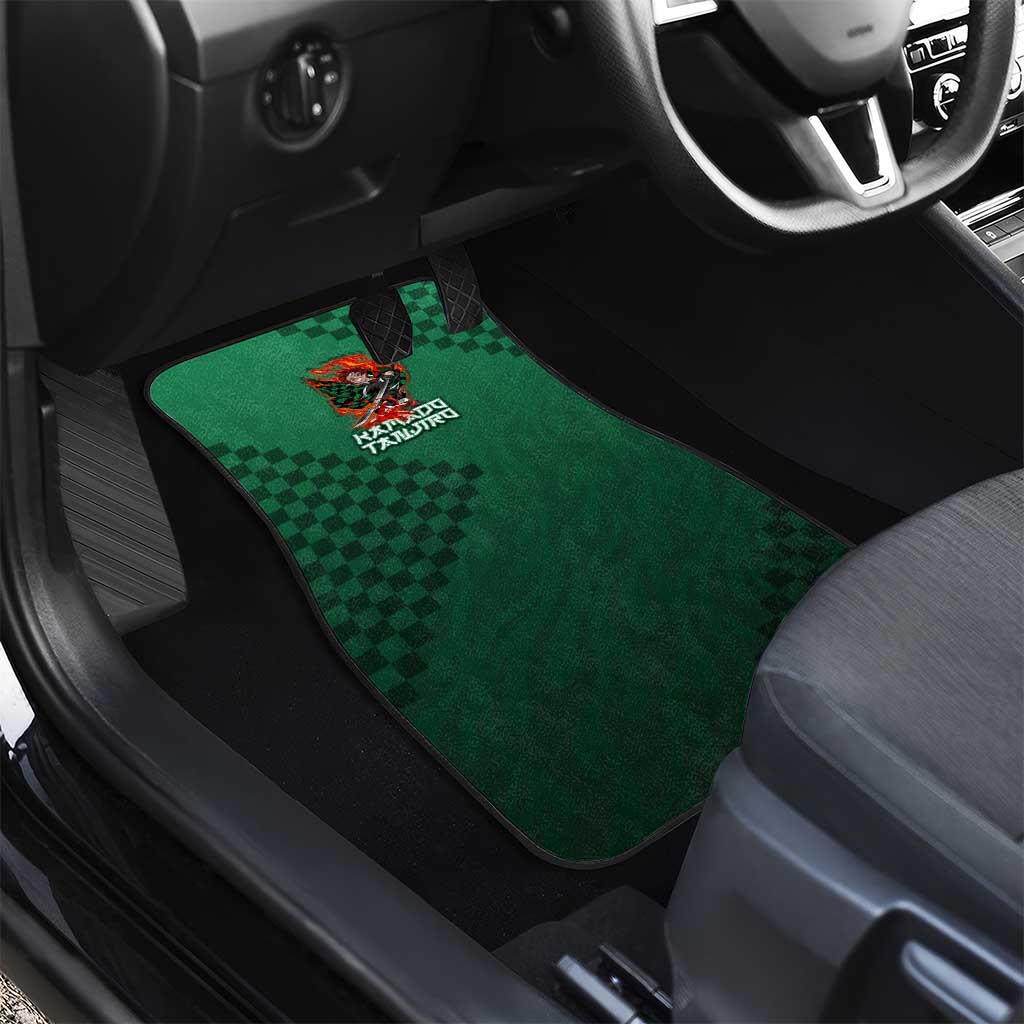 Kamado Tanjiro Demon Slayer Car Mats Flame Burst Anime Checkered Style