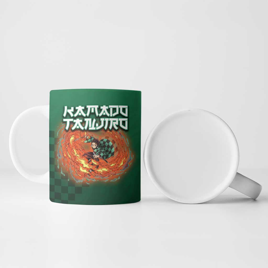 Kamado Tanjiro Demon Slayer Ceramic Mug Flame Burst Anime Checkered Style