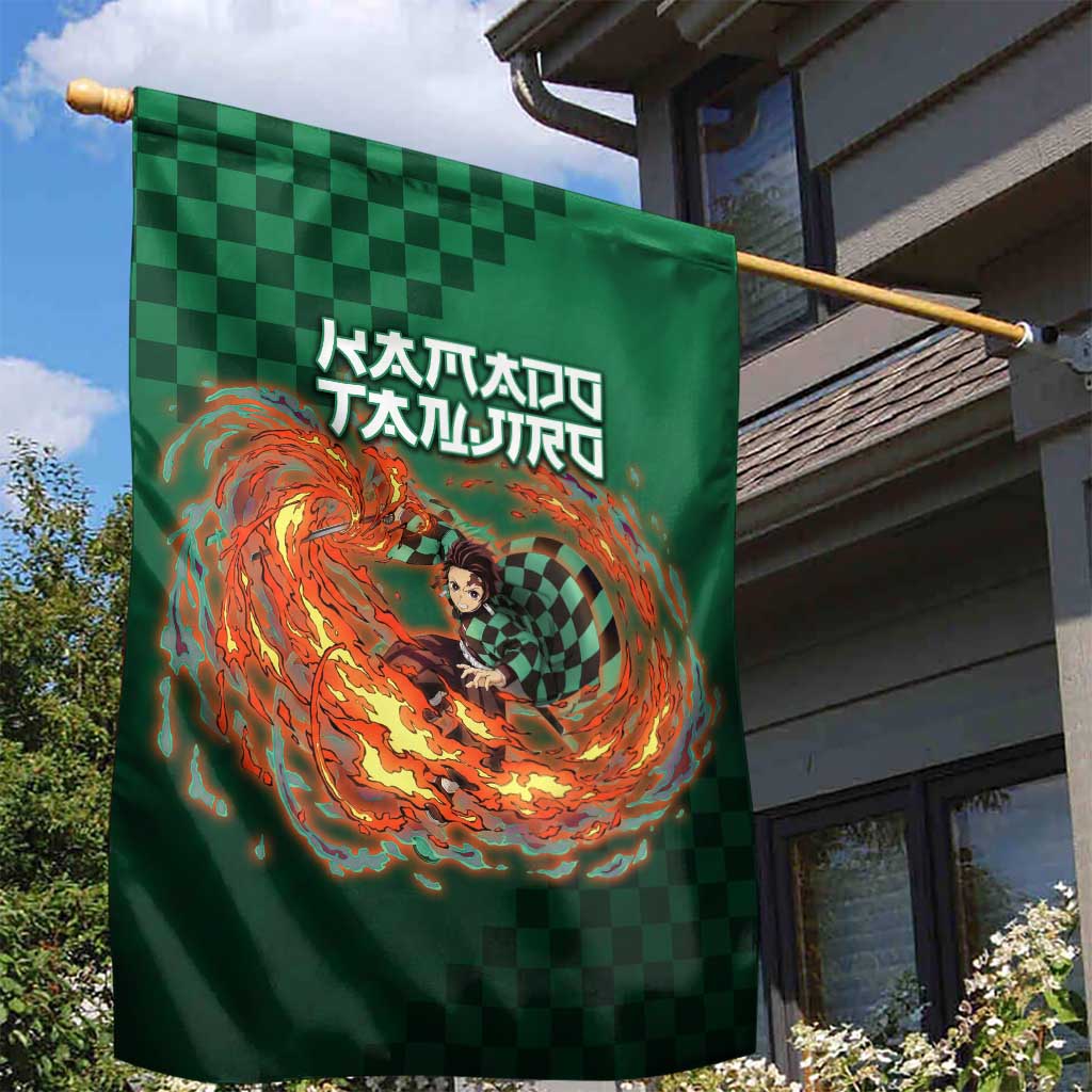Kamado Tanjiro Demon Slayer Garden Flag Flame Burst Anime Checkered Style