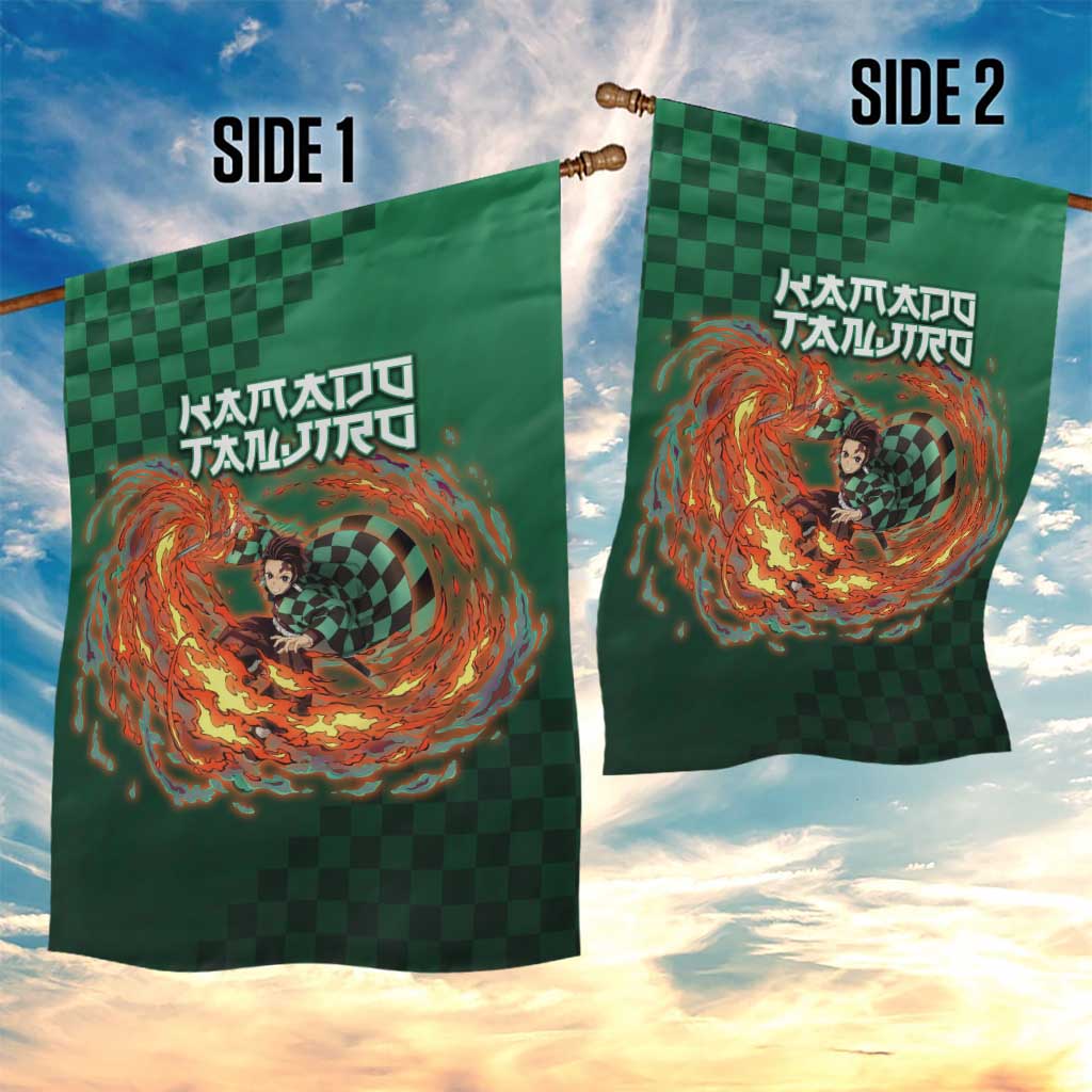 Kamado Tanjiro Demon Slayer Garden Flag Flame Burst Anime Checkered Style