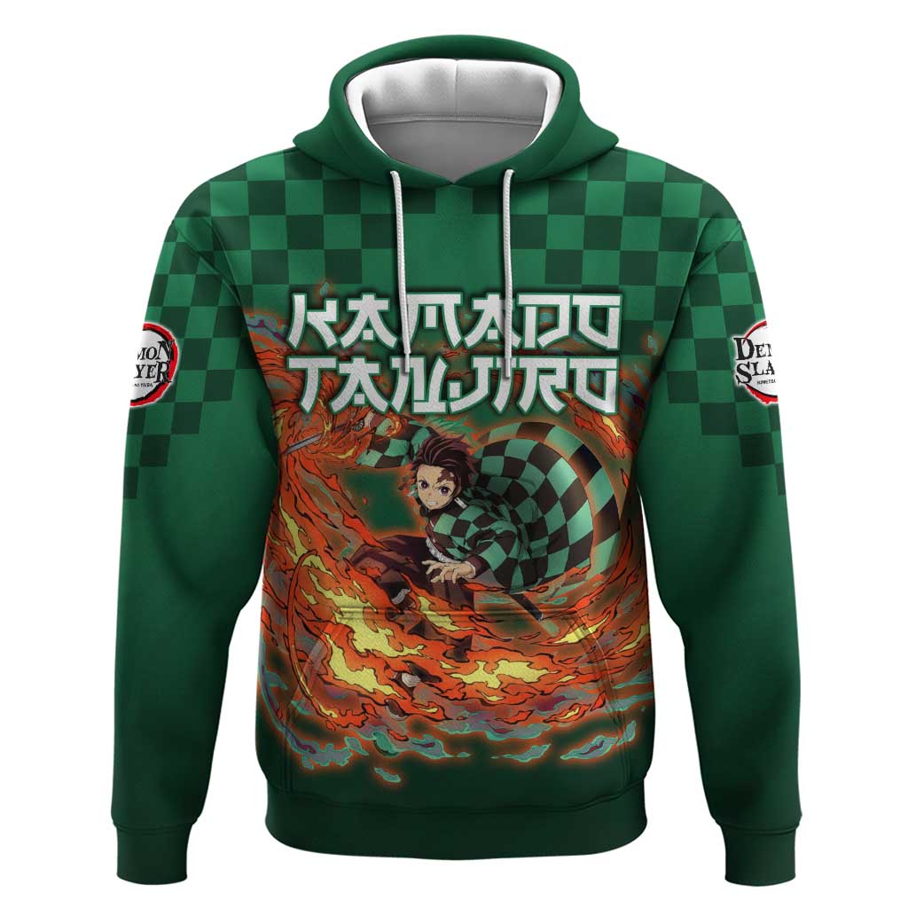Kamado Tanjiro Demon Slayer Hoodie Flame Burst Anime Checkered Style
