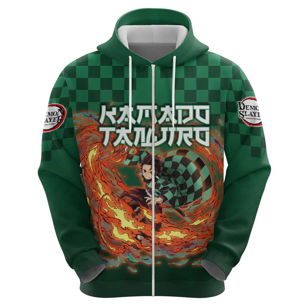 Kamado Tanjiro Demon Slayer Hoodie Flame Burst Anime Checkered Style