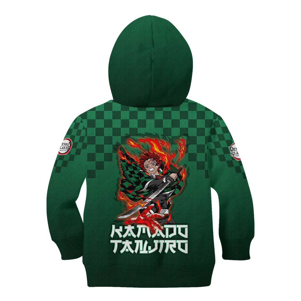 Kamado Tanjiro Demon Slayer Kid Hoodie Flame Burst Anime Checkered Style