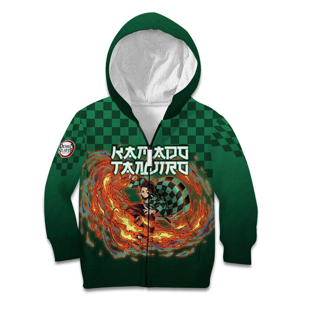 Kamado Tanjiro Demon Slayer Kid Hoodie Flame Burst Anime Checkered Style