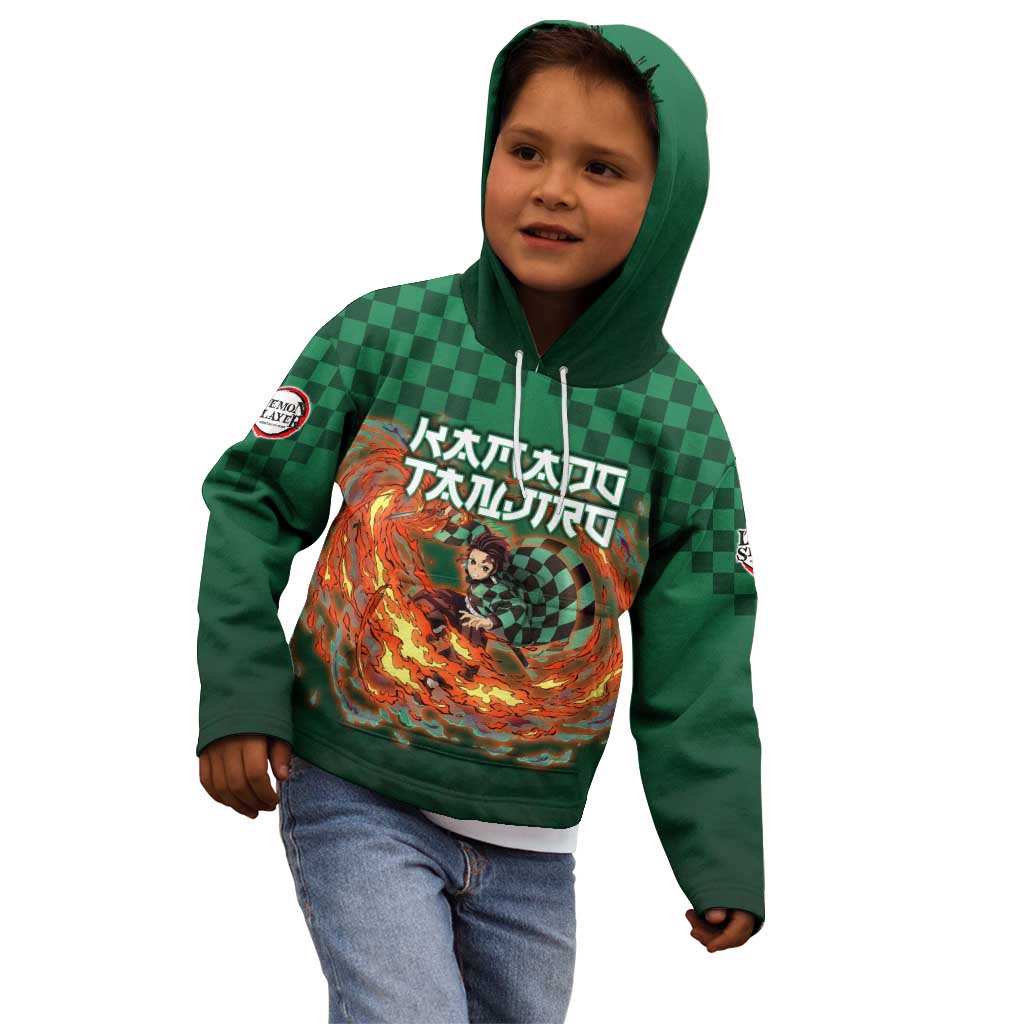 Kamado Tanjiro Demon Slayer Kid Hoodie Flame Burst Anime Checkered Style
