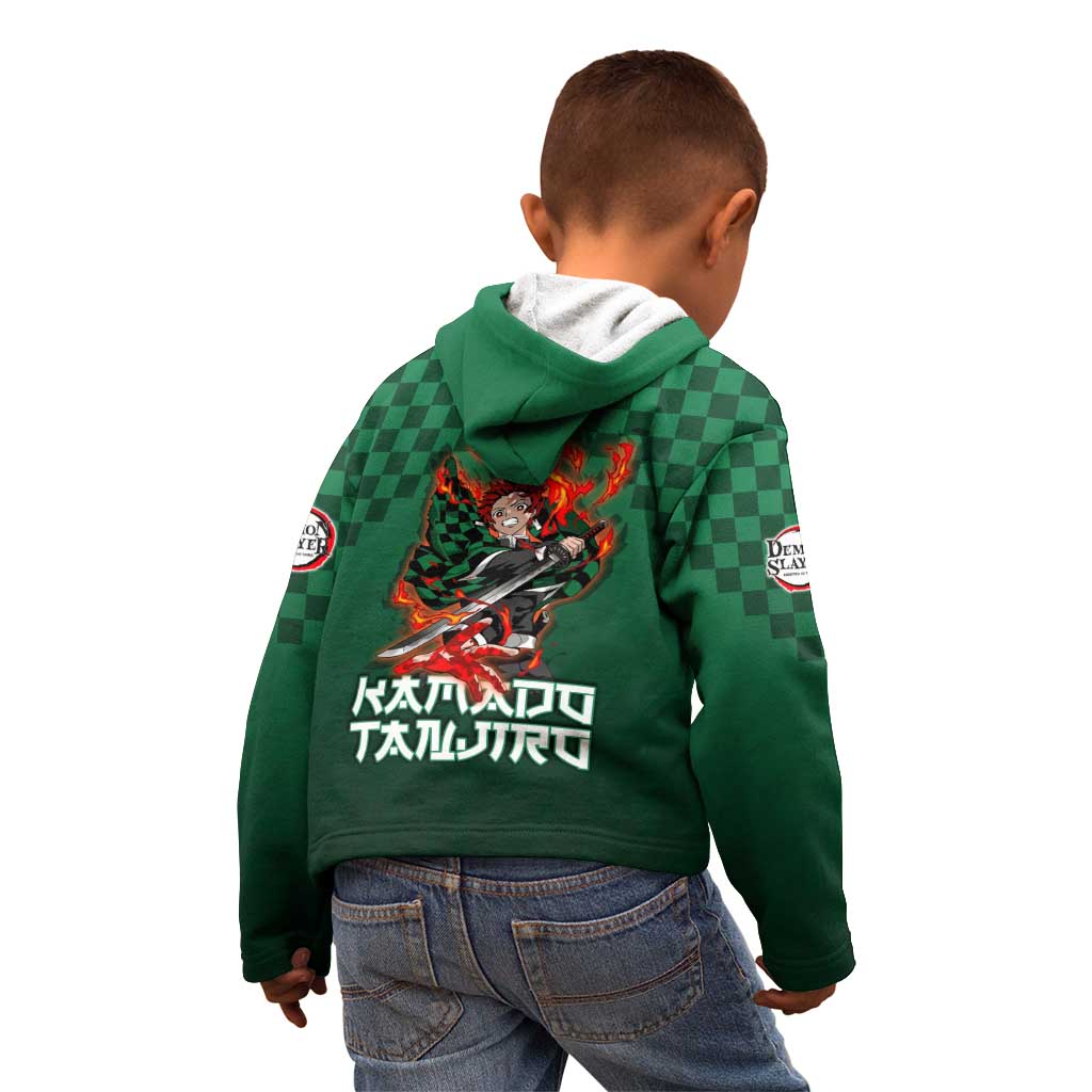 Kamado Tanjiro Demon Slayer Kid Hoodie Flame Burst Anime Checkered Style