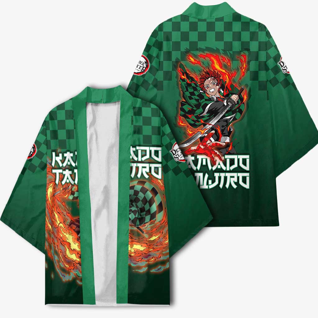 Kamado Tanjiro Demon Slayer Kimono Flame Burst Anime Checkered Style