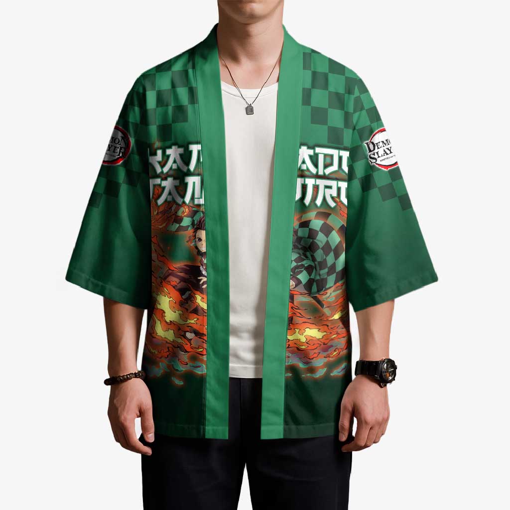 Kamado Tanjiro Demon Slayer Kimono Flame Burst Anime Checkered Style