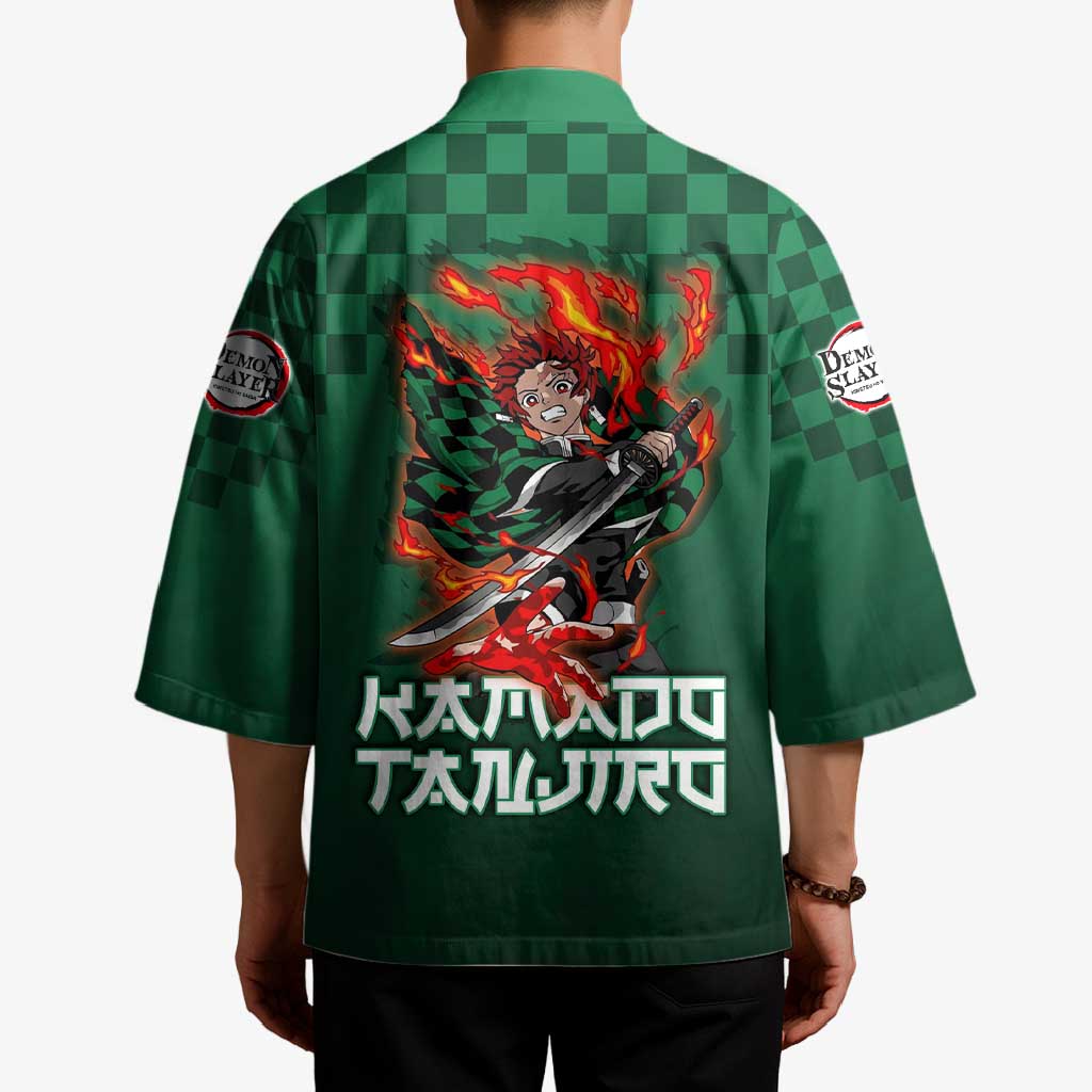 Kamado Tanjiro Demon Slayer Kimono Flame Burst Anime Checkered Style