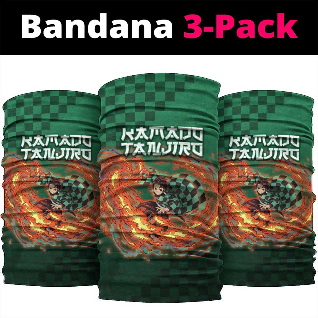 Kamado Tanjiro Demon Slayer Neck Gaiter Flame Burst Anime Checkered Style
