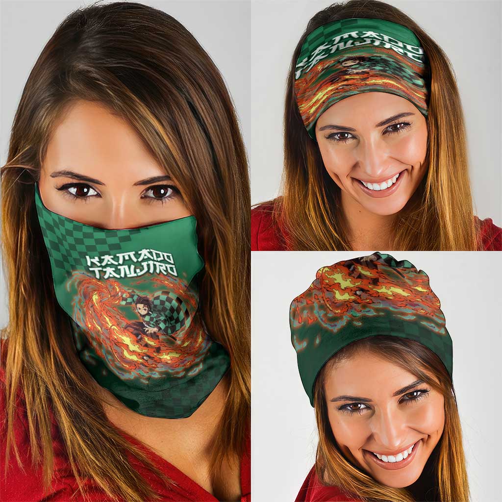 Kamado Tanjiro Demon Slayer Neck Gaiter Flame Burst Anime Checkered Style