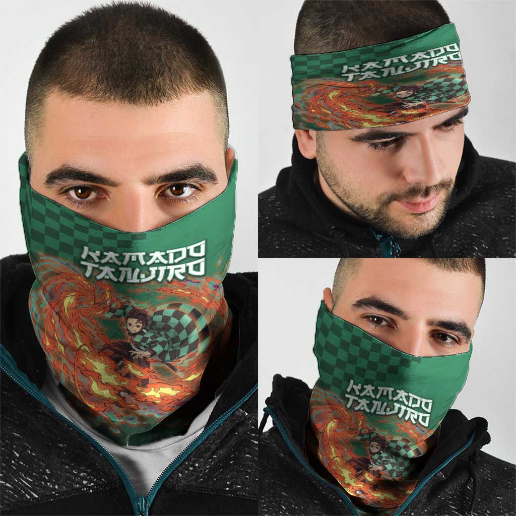 Kamado Tanjiro Demon Slayer Neck Gaiter Flame Burst Anime Checkered Style