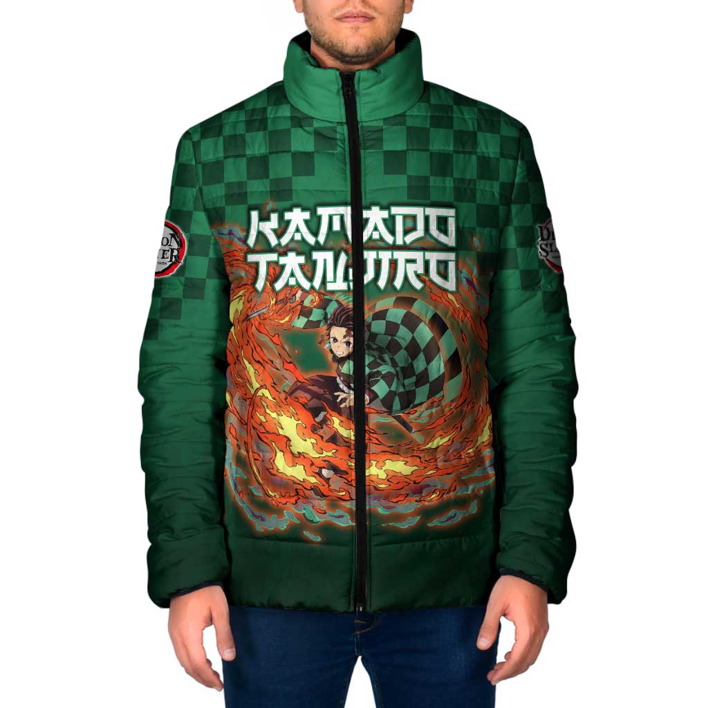Kamado Tanjiro Demon Slayer Padded Jacket Flame Burst Anime Checkered Style