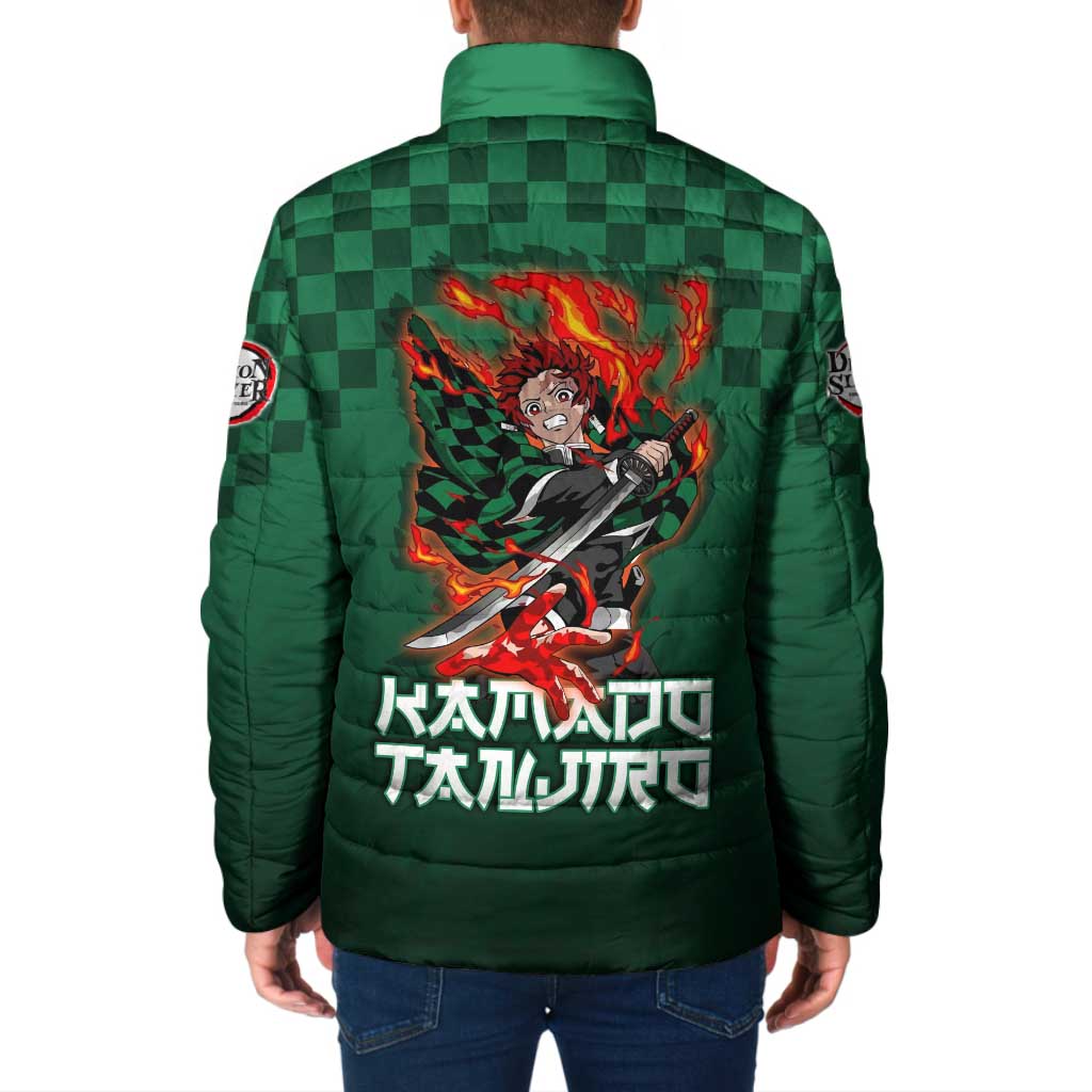 Kamado Tanjiro Demon Slayer Padded Jacket Flame Burst Anime Checkered Style