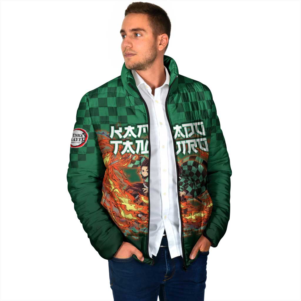 Kamado Tanjiro Demon Slayer Padded Jacket Flame Burst Anime Checkered Style