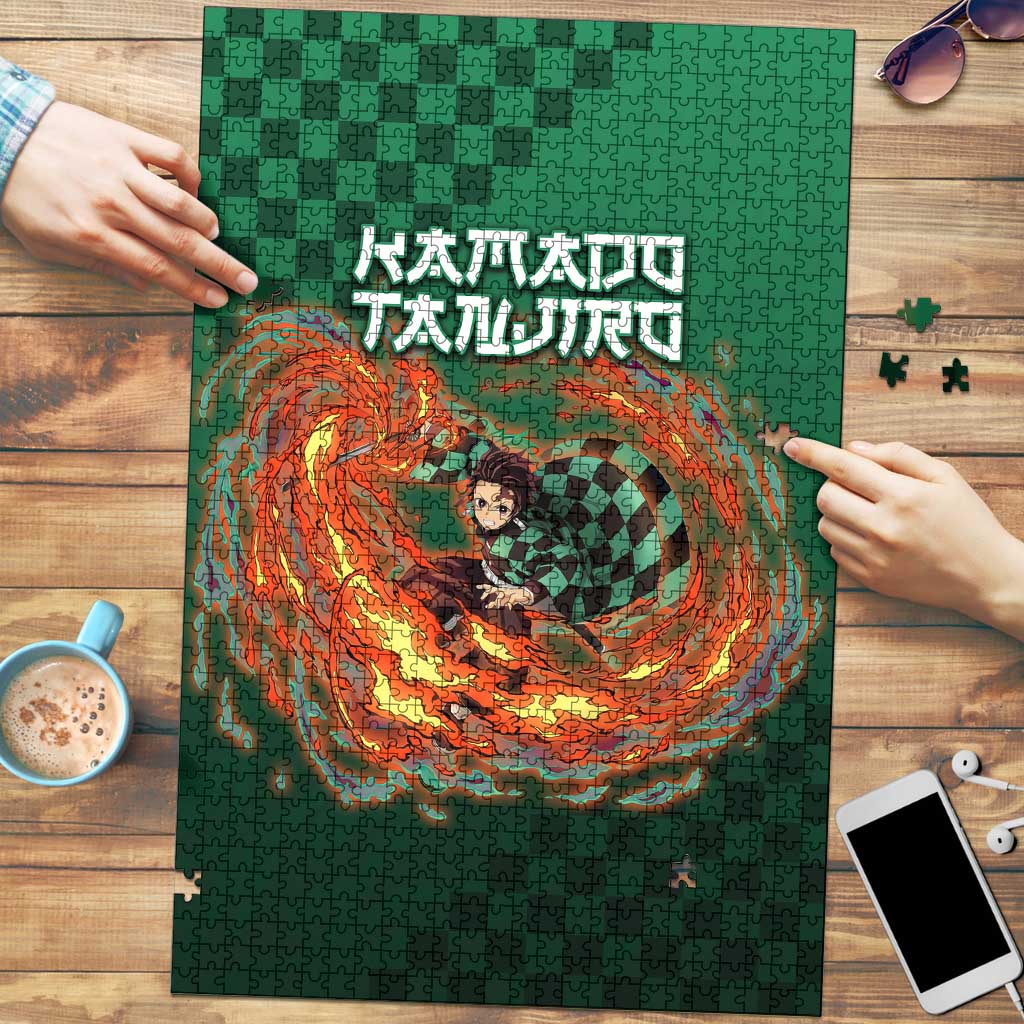 Kamado Tanjiro Demon Slayer Puzzle Flame Burst Anime Checkered Style