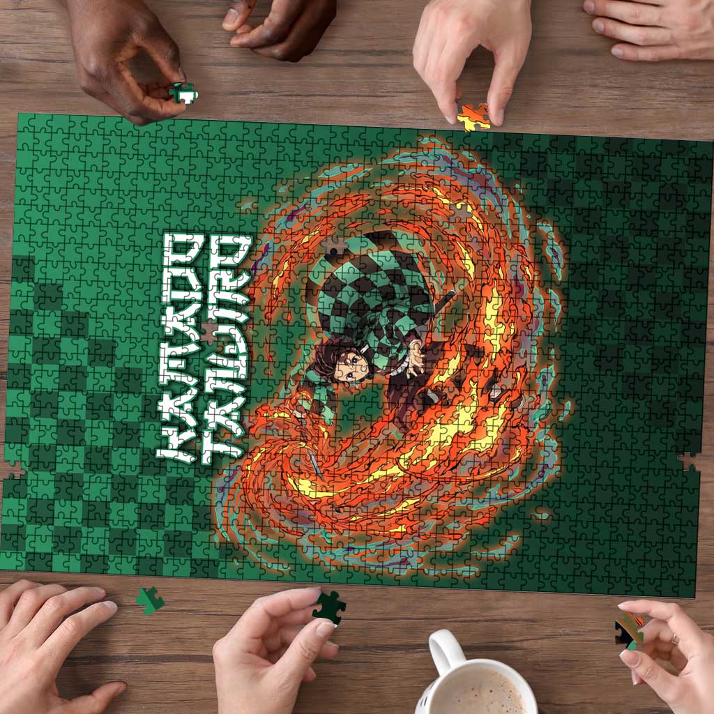 Kamado Tanjiro Demon Slayer Puzzle Flame Burst Anime Checkered Style