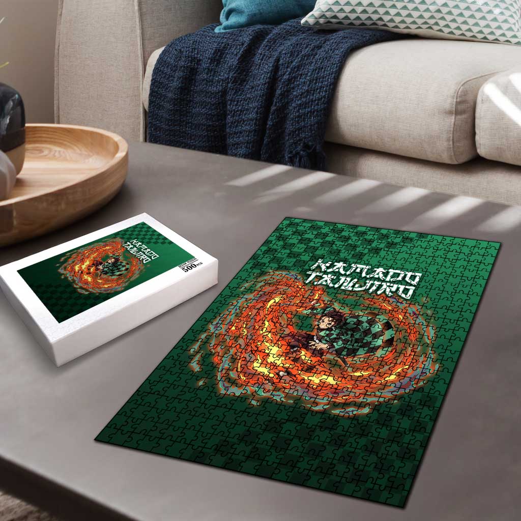 Kamado Tanjiro Demon Slayer Puzzle Flame Burst Anime Checkered Style