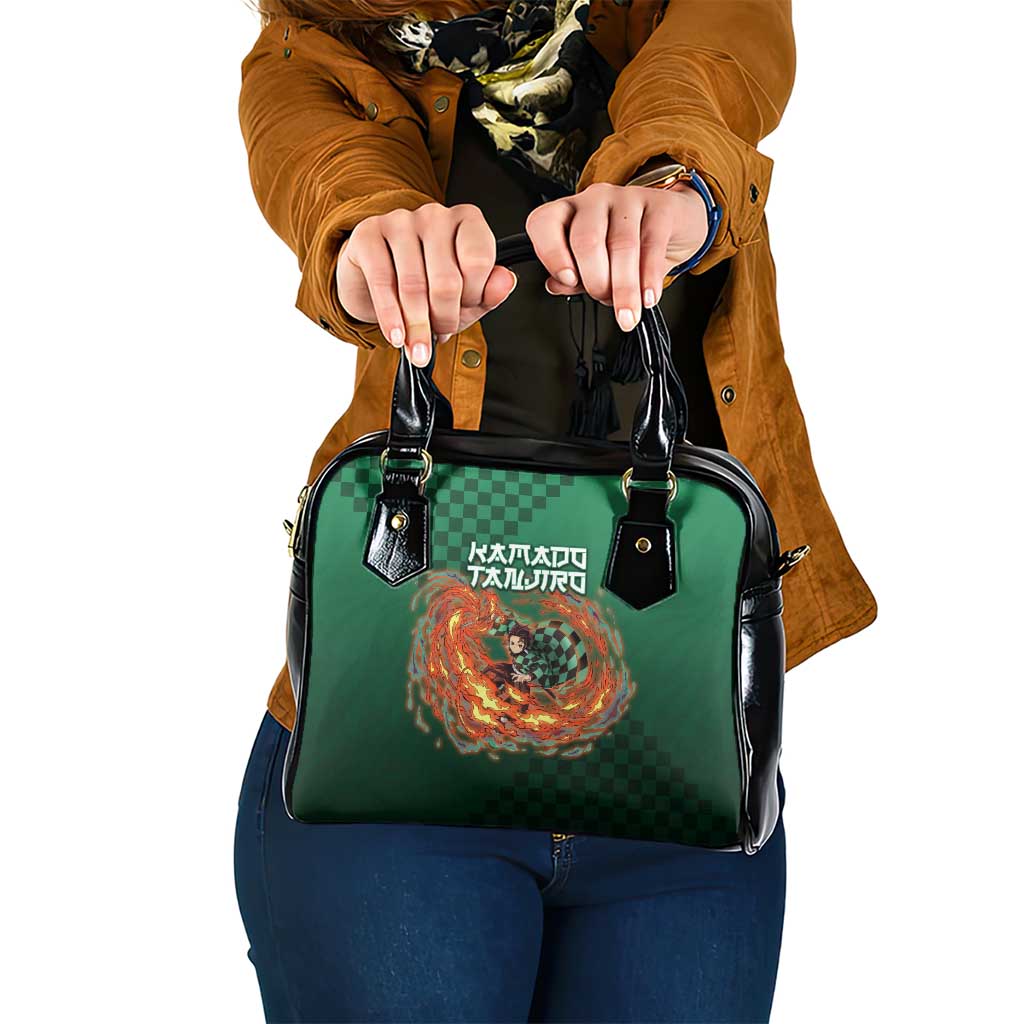 Kamado Tanjiro Demon Slayer Shoulder Handbag Flame Burst Anime Checkered Style