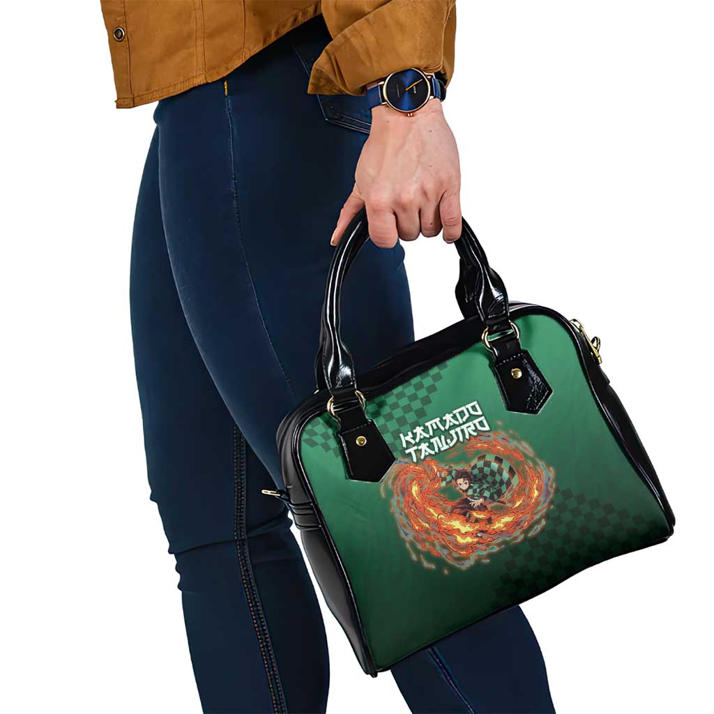 Kamado Tanjiro Demon Slayer Shoulder Handbag Flame Burst Anime Checkered Style