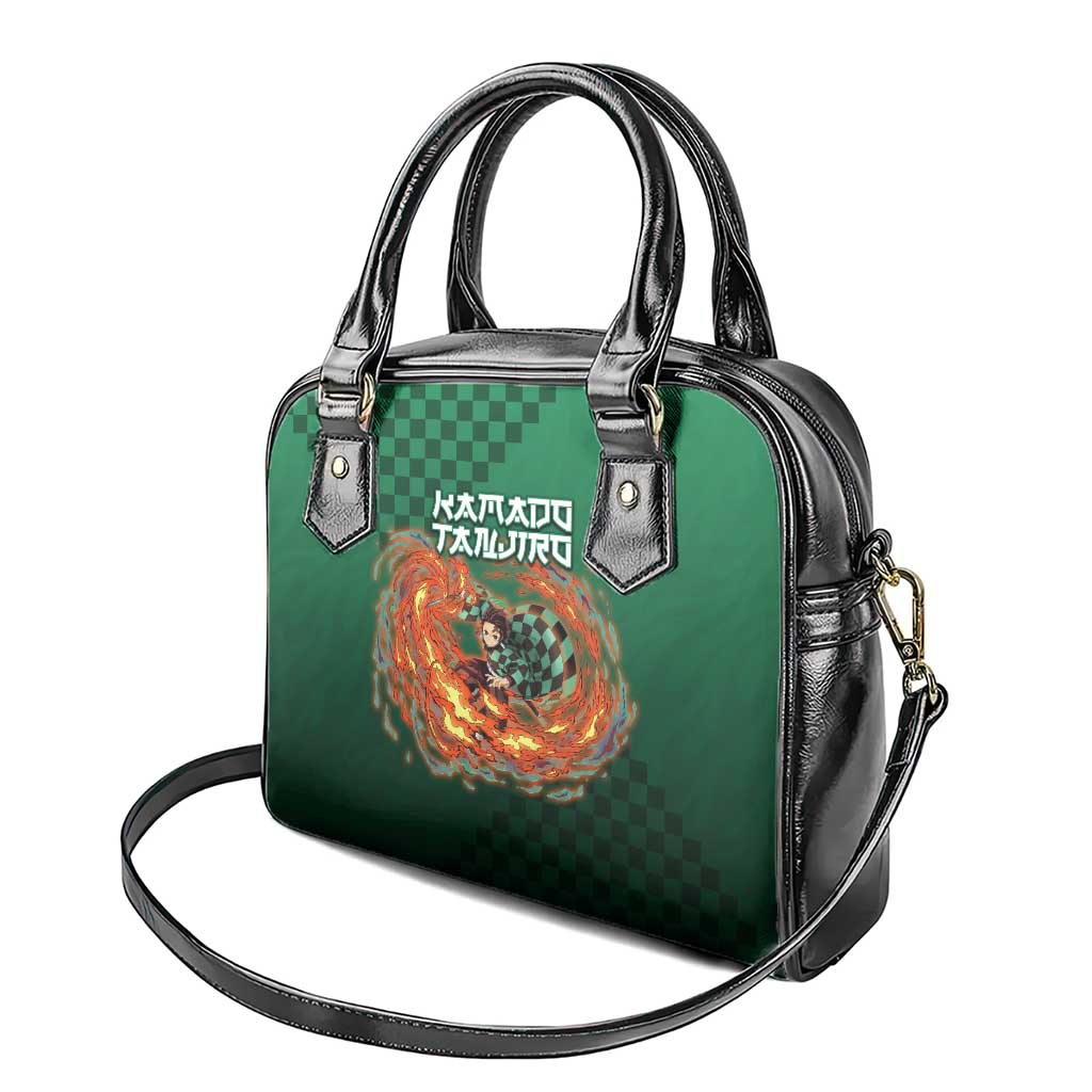 Kamado Tanjiro Demon Slayer Shoulder Handbag Flame Burst Anime Checkered Style