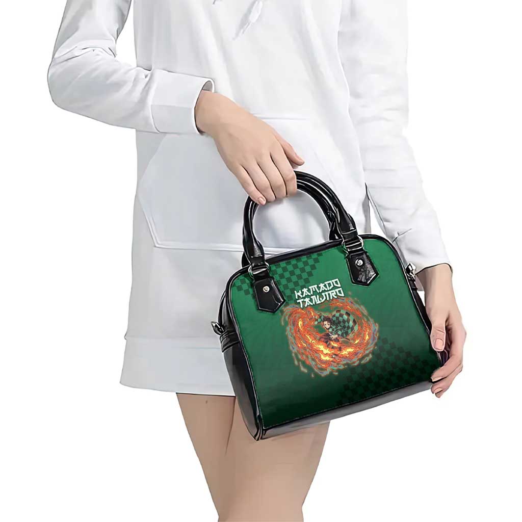 Kamado Tanjiro Demon Slayer Shoulder Handbag Flame Burst Anime Checkered Style