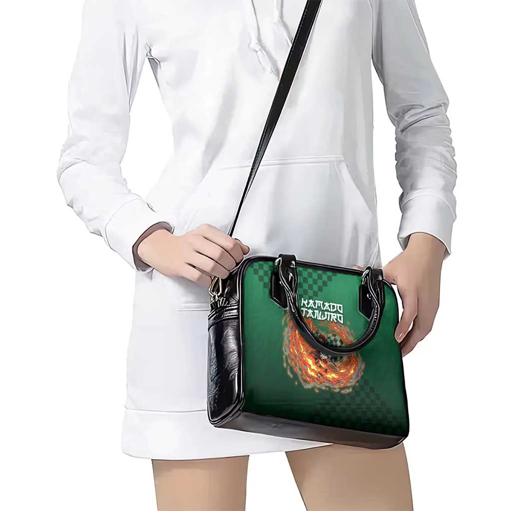 Kamado Tanjiro Demon Slayer Shoulder Handbag Flame Burst Anime Checkered Style