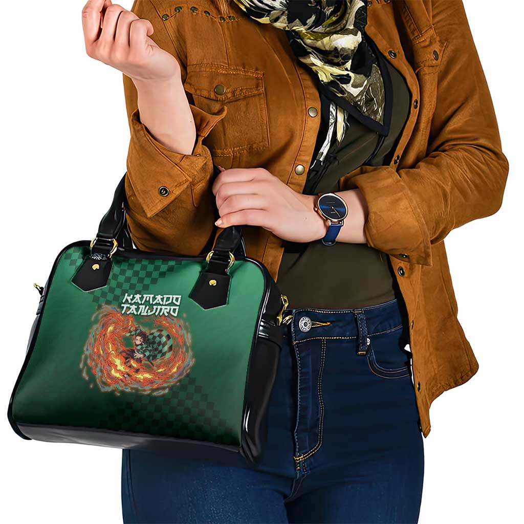 Kamado Tanjiro Demon Slayer Shoulder Handbag Flame Burst Anime Checkered Style