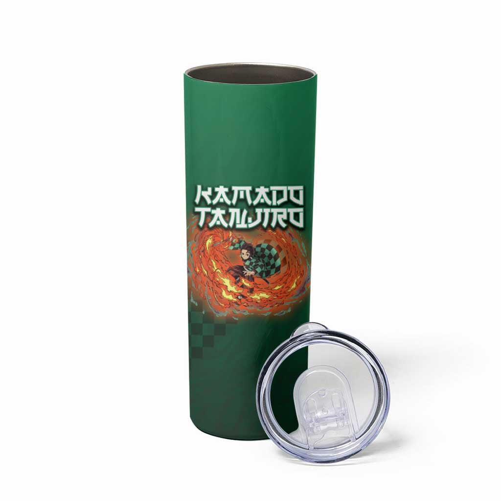 Kamado Tanjiro Demon Slayer Skinny Tumbler Flame Burst Anime Checkered Style