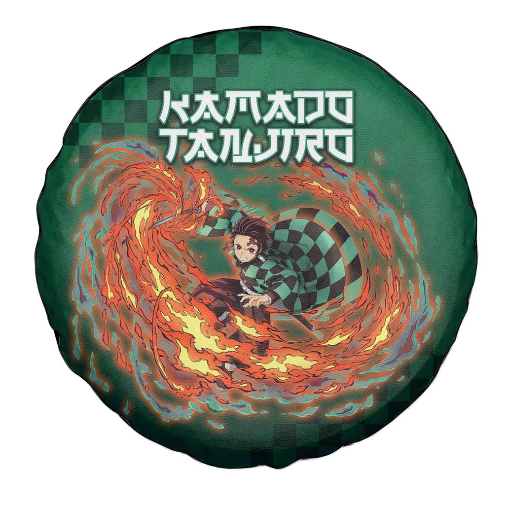 Kamado Tanjiro Demon Slayer Spare Tire Cover Flame Burst Anime Checkered Style