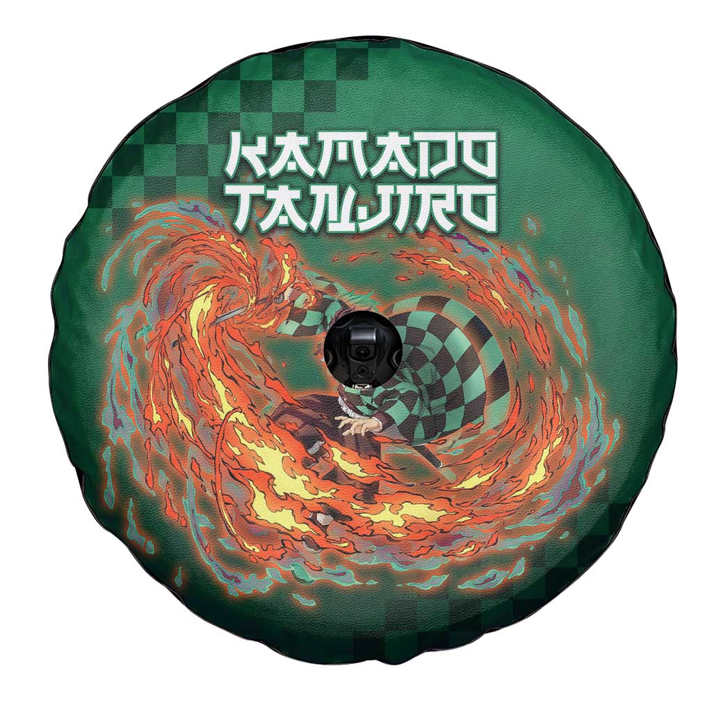 Kamado Tanjiro Demon Slayer Spare Tire Cover Flame Burst Anime Checkered Style