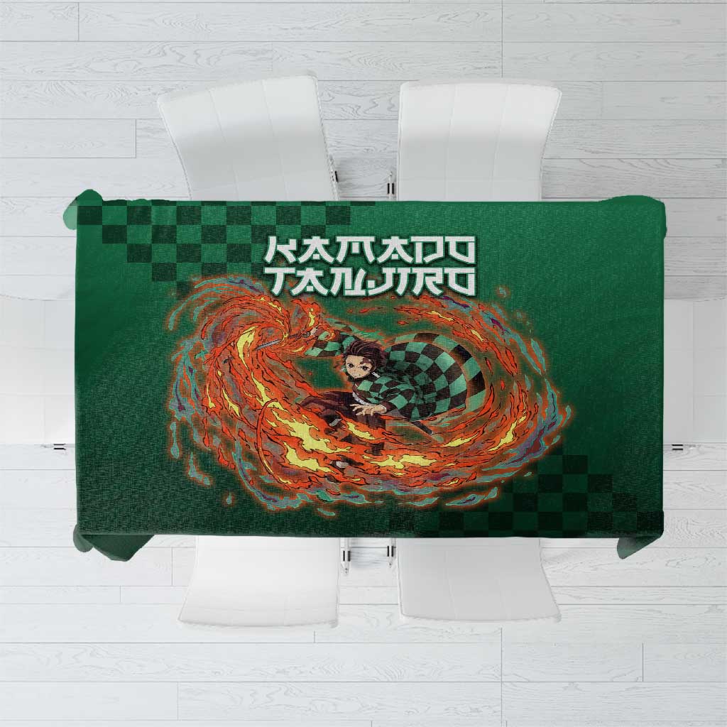 Kamado Tanjiro Demon Slayer Tablecloth Flame Burst Anime Checkered Style