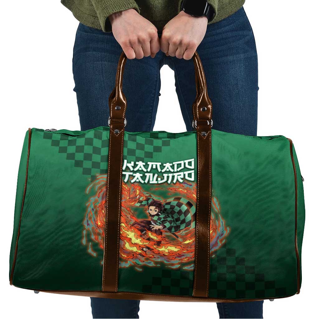 Kamado Tanjiro Demon Slayer Travel Bag Flame Burst Anime Checkered Style