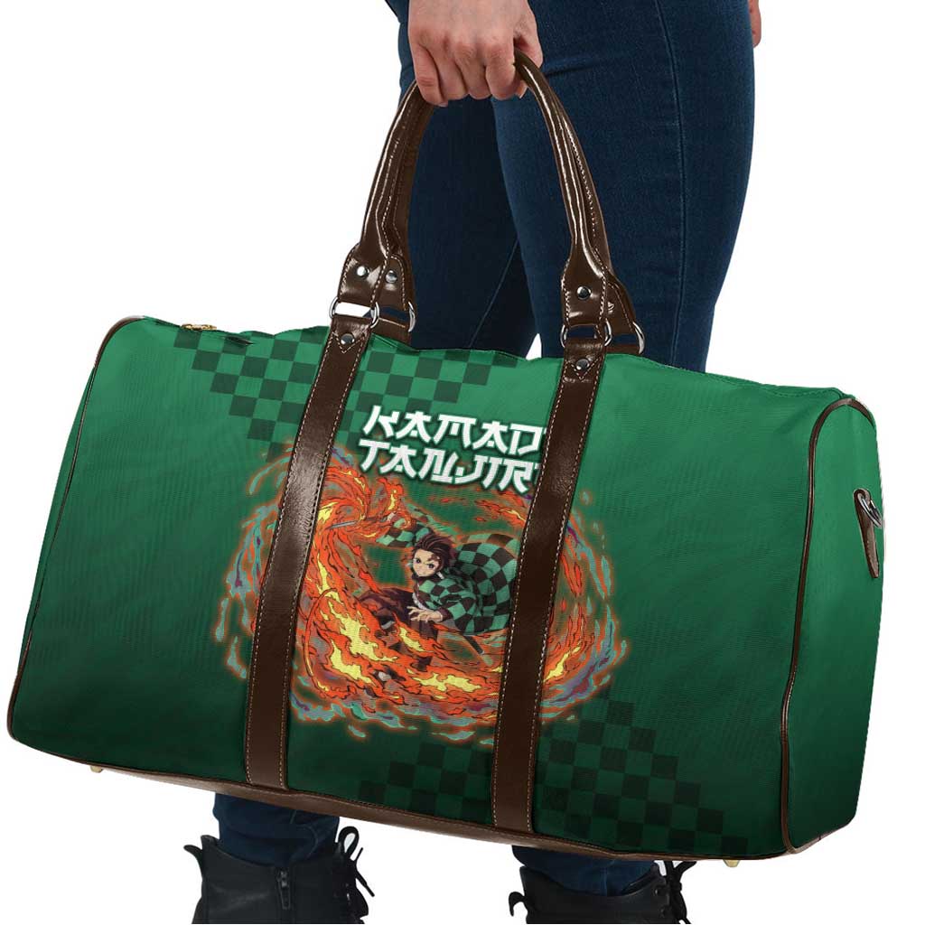 Kamado Tanjiro Demon Slayer Travel Bag Flame Burst Anime Checkered Style
