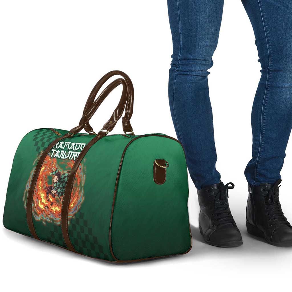 Kamado Tanjiro Demon Slayer Travel Bag Flame Burst Anime Checkered Style