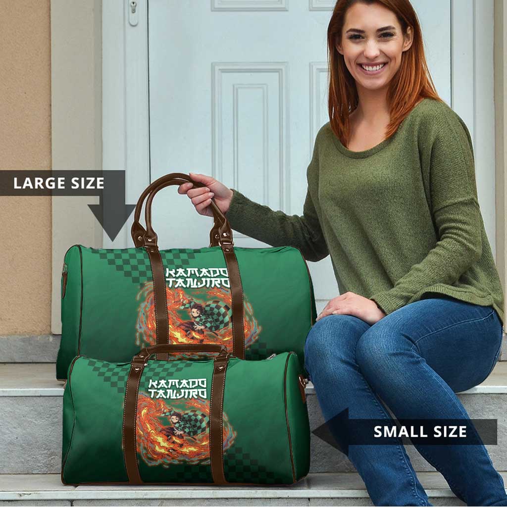 Kamado Tanjiro Demon Slayer Travel Bag Flame Burst Anime Checkered Style