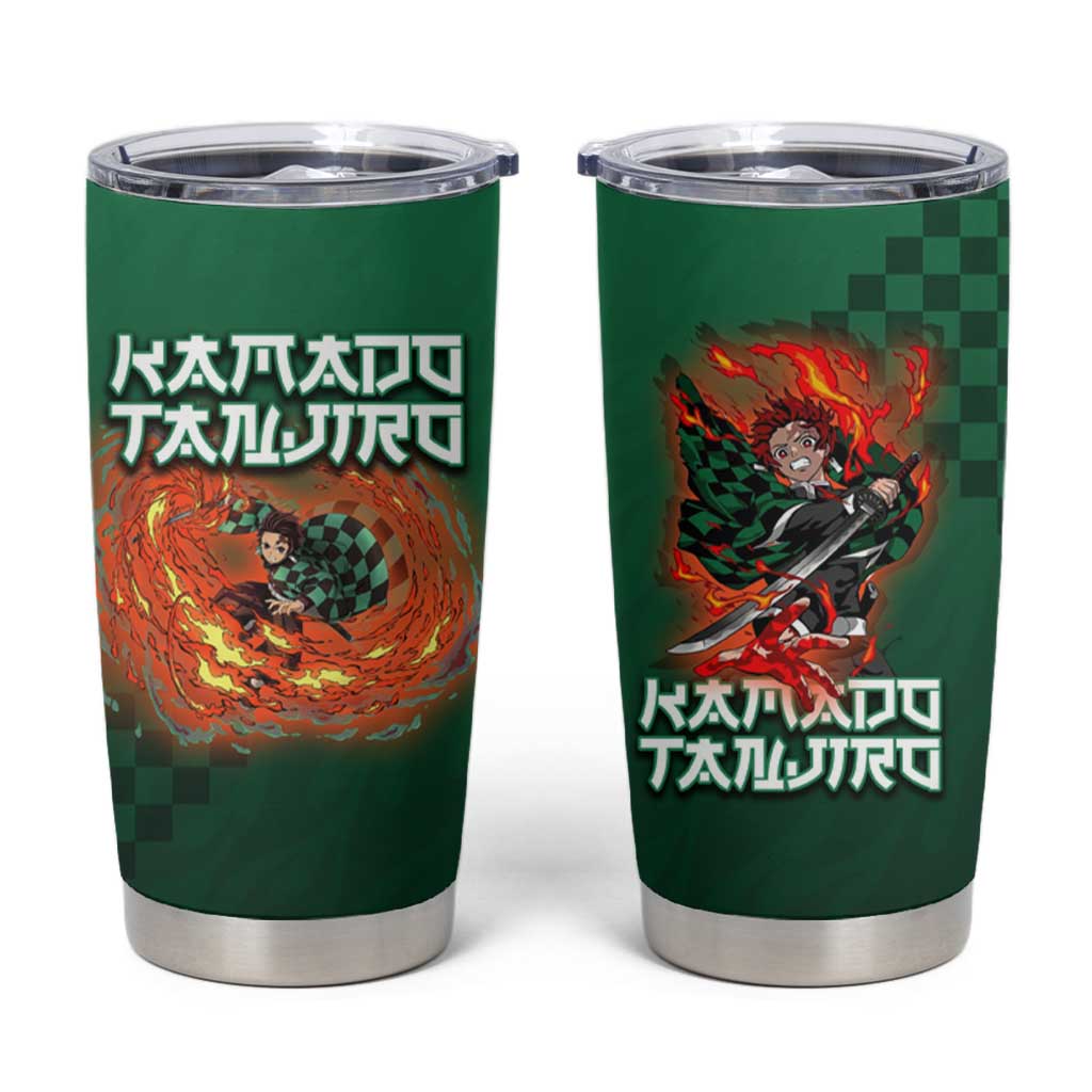 Kamado Tanjiro Demon Slayer Tumbler Cup Flame Burst Anime Checkered Style