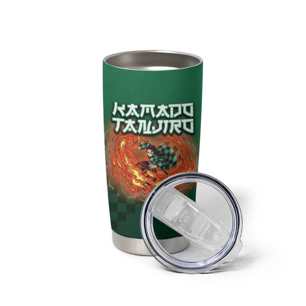 Kamado Tanjiro Demon Slayer Tumbler Cup Flame Burst Anime Checkered Style