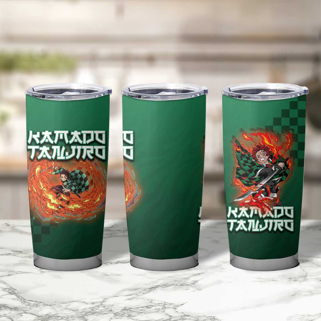 Kamado Tanjiro Demon Slayer Tumbler Cup Flame Burst Anime Checkered Style
